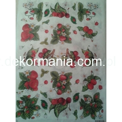 CALAMBOUR  papier ryżowy  duży  45x31 cm  Italia  POZIOMKI  (520-729)  -PAU16-